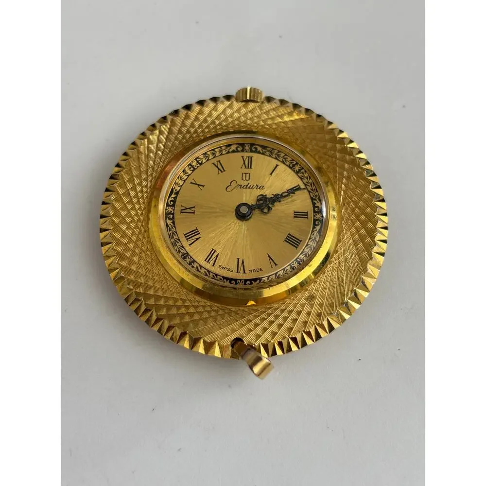 Vintage Endura Swiss Pendant Watch Gold Tone NOT Tested